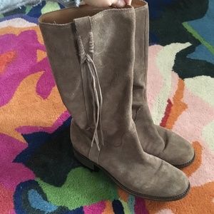 Dani Black Taupe Suede Boots Sz 8